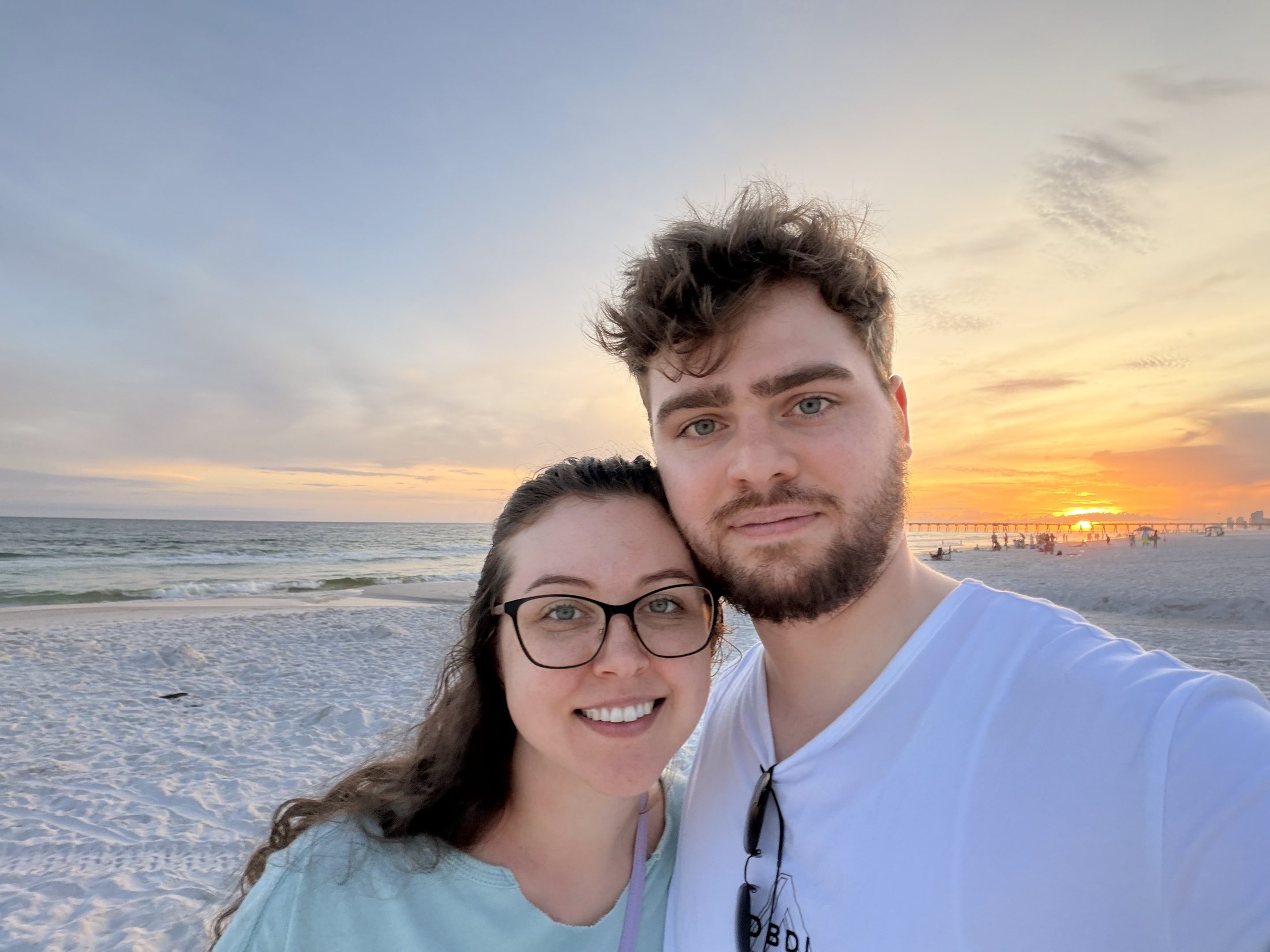 Brennan and Jocilyn together on the beach at sunset